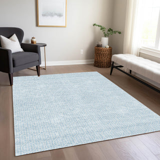 Piper Looms Chantille Geometric ACN926 Sky Machine Washable Area Rug Lifestyle Image Feature