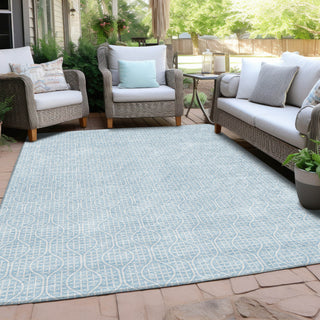 Piper Looms Chantille Geometric ACN926 Sky Machine Washable Area Rug Outdoor Lifestyle Image Feature