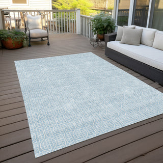 Piper Looms Chantille Geometric ACN926 Sky Machine Washable Area Rug Outdoor Lifestyle Image Feature