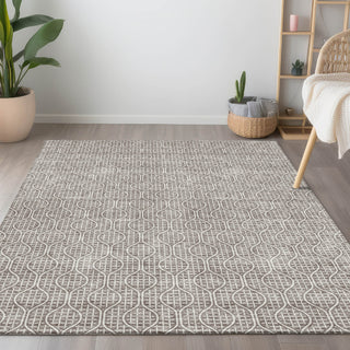 Piper Looms Chantille Geometric ACN926 Taupe Machine Washable Area Rug Lifestyle Image Feature