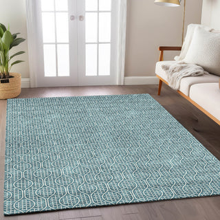 Piper Looms Chantille Geometric ACN926 Teal Machine Washable Area Rug Lifestyle Image Feature