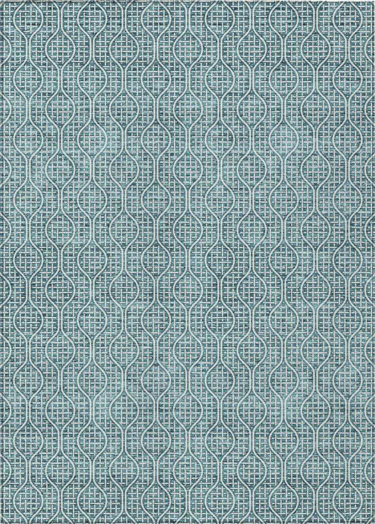 Piper Looms Chantille Geometric ACN926 Teal Machine Washable Area Rug main image