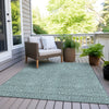 Piper Looms Chantille Geometric ACN926 Teal Machine Washable Area Rug Outdoor Lifestyle Image Feature
