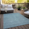 Piper Looms Chantille Geometric ACN926 Teal Machine Washable Area Rug Outdoor Lifestyle Image Feature
