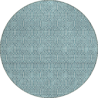 Piper Looms Chantille Geometric ACN926 Teal Machine Washable Area Rug Round Main Image