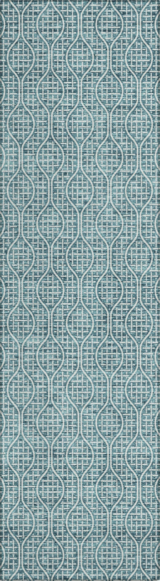 Piper Looms Chantille Geometric ACN926 Teal Machine Washable Area Rug Runner Main Image