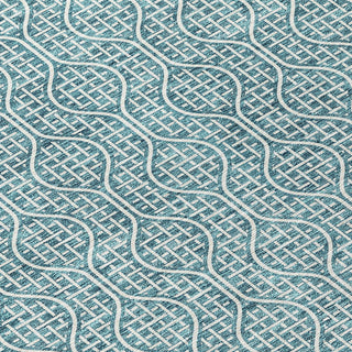 Piper Looms Chantille Geometric ACN926 Teal Machine Washable Area Rug Swatch Image