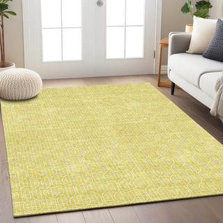 Piper Looms Chantille Geometric ACN926 Yellow Machine Washable Area Rug Lifestyle Image Feature