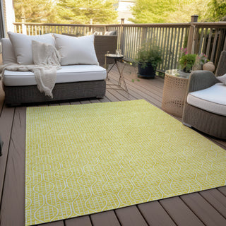 Piper Looms Chantille Geometric ACN926 Yellow Machine Washable Area Rug Outdoor Lifestyle Image Feature