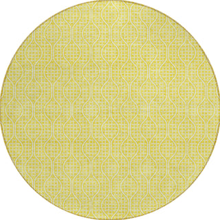 Piper Looms Chantille Geometric ACN926 Yellow Machine Washable Area Rug Round Main Image