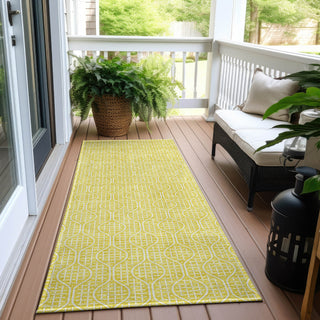 Piper Looms Chantille Geometric ACN926 Yellow Machine Washable Area Rug Runner Outdoor Lifestyle Image Feature