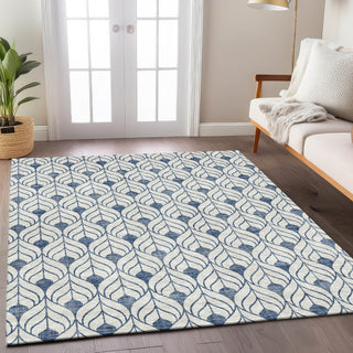 Piper Looms Chantille Geometric ACN927 Blue Machine Washable Area Rug Lifestyle Image Feature