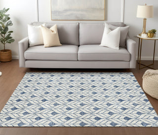 Piper Looms Chantille Geometric ACN927 Blue Machine Washable Area Rug Lifestyle Image Feature