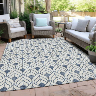 Piper Looms Chantille Geometric ACN927 Blue Machine Washable Area Rug Outdoor Lifestyle Image Feature
