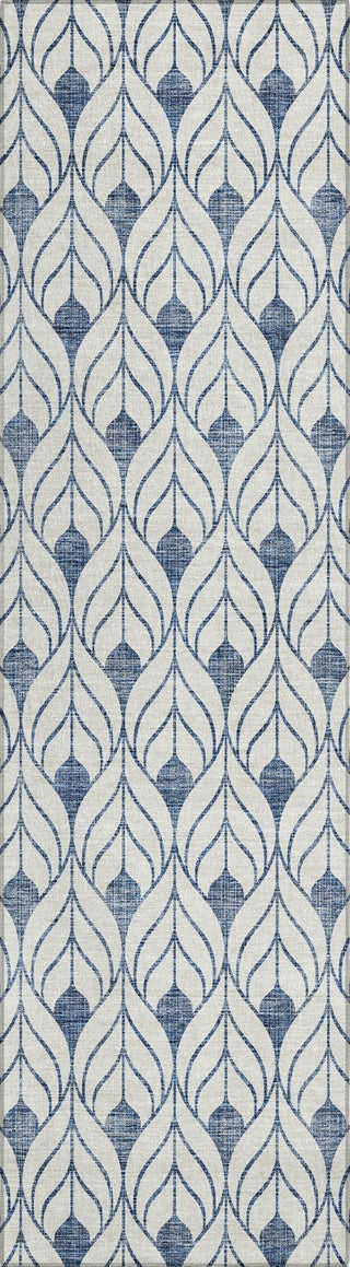 Piper Looms Chantille Geometric ACN927 Blue Machine Washable Area Rug Runner Main Image