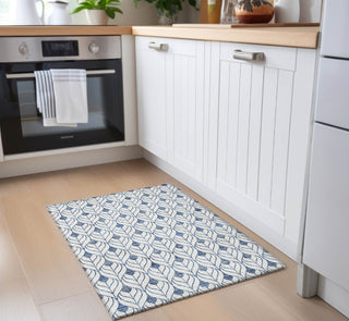 Piper Looms Chantille Geometric ACN927 Blue Machine Washable Area Rug Scatter Lifestyle Image Feature
