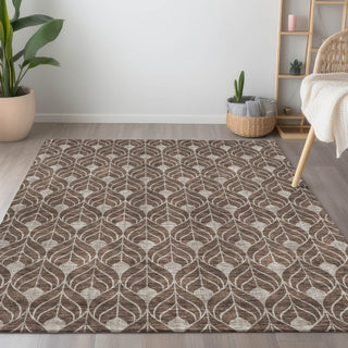 Piper Looms Chantille Geometric ACN927 Chocolate Machine Washable Area Rug Lifestyle Image Feature