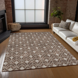 Piper Looms Chantille Geometric ACN927 Chocolate Machine Washable Area Rug Lifestyle Image Feature