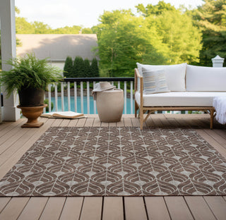 Piper Looms Chantille Geometric ACN927 Chocolate Machine Washable Area Rug Outdoor Lifestyle Image Feature