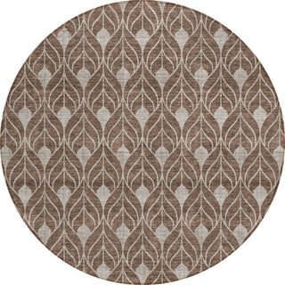 Piper Looms Chantille Geometric ACN927 Chocolate Machine Washable Area Rug Round Main Image
