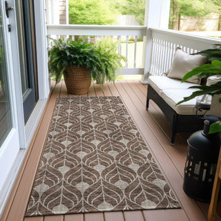 Piper Looms Chantille Geometric ACN927 Chocolate Machine Washable Area Rug Runner Outdoor Lifestyle Image Feature