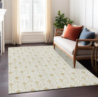 Piper Looms Chantille Geometric ACN927 Gold Machine Washable Area Rug Lifestyle Image Feature
