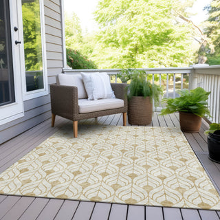 Piper Looms Chantille Geometric ACN927 Gold Machine Washable Area Rug Outdoor Lifestyle Image Feature