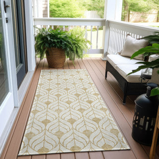 Piper Looms Chantille Geometric ACN927 Gold Machine Washable Area Rug Runner Outdoor Lifestyle Image Feature