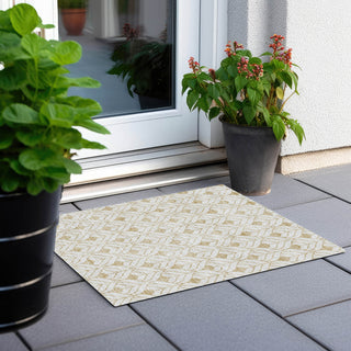 Piper Looms Chantille Geometric ACN927 Gold Machine Washable Area Rug Scatter Outdoor Lifestyle Image Feature