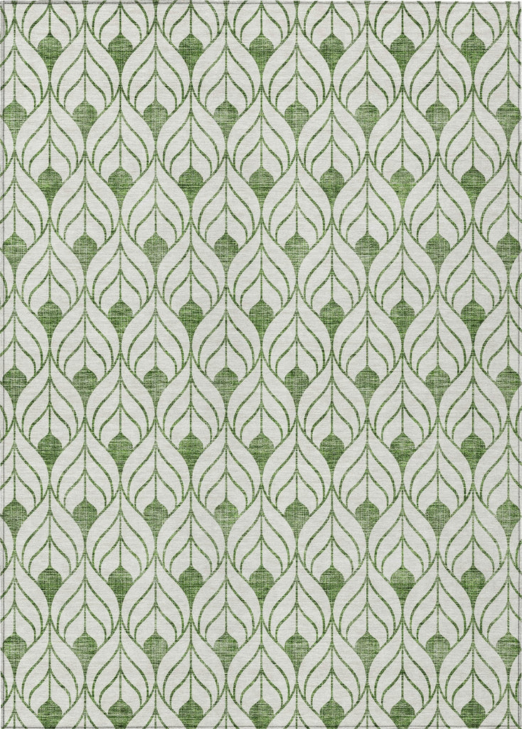Piper Looms Chantille Geometric ACN927 Green Machine Washable Area Rug main image