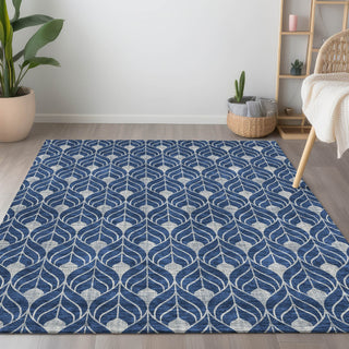 Piper Looms Chantille Geometric ACN927 Navy Machine Washable Area Rug Lifestyle Image Feature