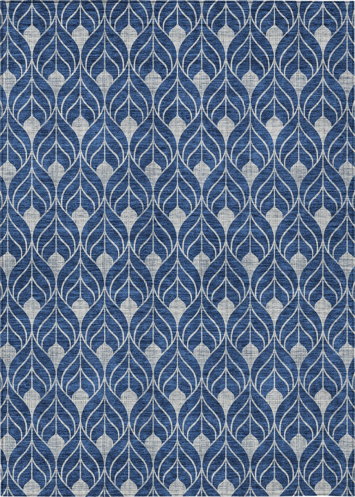 Piper Looms Chantille Geometric ACN927 Navy Machine Washable Area Rug main image