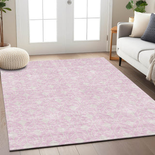 Piper Looms Chantille Geometric ACN927 Pink Machine Washable Area Rug Lifestyle Image Feature
