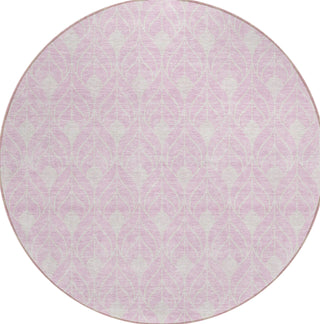 Piper Looms Chantille Geometric ACN927 Pink Machine Washable Area Rug Round Main Image