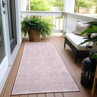Piper Looms Chantille Geometric ACN927 Pink Machine Washable Area Rug Runner Outdoor Lifestyle Image Feature