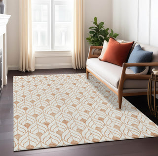 Piper Looms Chantille Geometric ACN927 Salmon Machine Washable Area Rug Lifestyle Image Feature