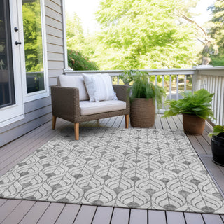 Piper Looms Chantille Geometric ACN927 Silver Machine Washable Area Rug Outdoor Lifestyle Image Feature