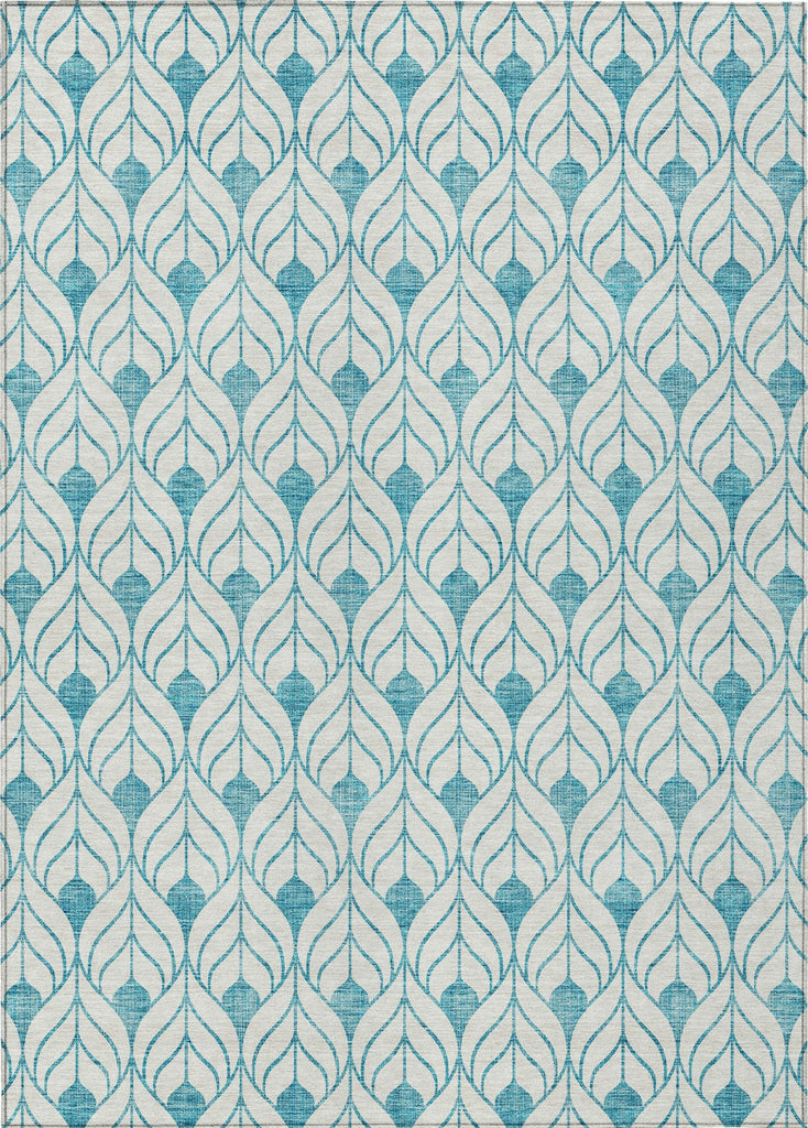 Piper Looms Chantille Geometric ACN927 Teal Machine Washable Area Rug main image