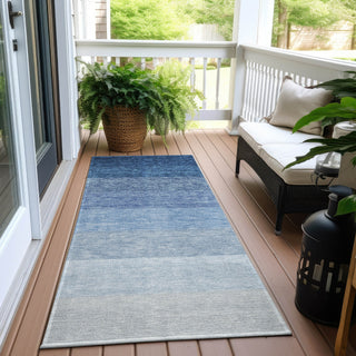 Piper Looms Chantille Ombre ACN928 Blue Machine Washable Area Rug Runner Outdoor Lifestyle Image Feature