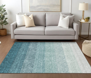 Piper Looms Chantille Ombre ACN928 Teal Machine Washable Area Rug Lifestyle Image Feature
