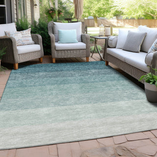 Piper Looms Chantille Ombre ACN928 Teal Machine Washable Area Rug Outdoor Lifestyle Image Feature