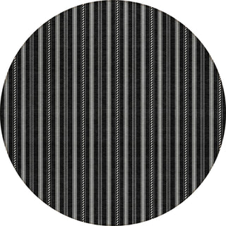 Piper Looms Chantille Stripes ACN929 Black Machine Washable Area Rug Round Main Image