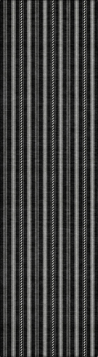 Piper Looms Chantille Stripes ACN929 Black Machine Washable Area Rug Runner Main Image