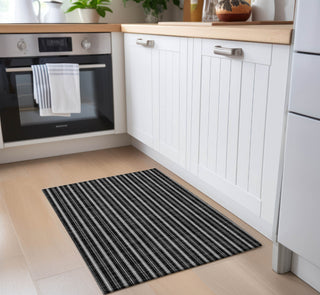 Piper Looms Chantille Stripes ACN929 Black Machine Washable Area Rug Scatter Lifestyle Image Feature