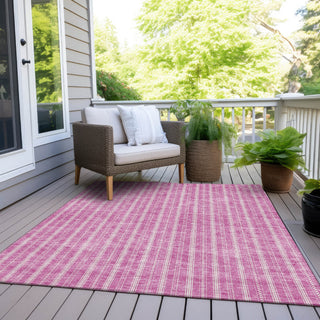Piper Looms Chantille Stripes ACN929 Blush Machine Washable Area Rug Outdoor Lifestyle Image Feature