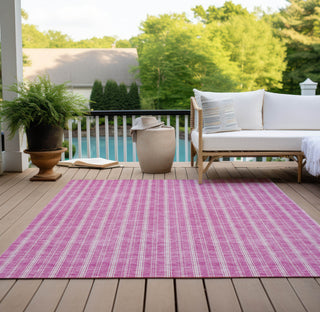Piper Looms Chantille Stripes ACN929 Blush Machine Washable Area Rug Outdoor Lifestyle Image Feature