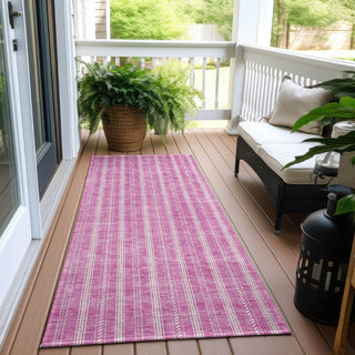 Piper Looms Chantille Stripes ACN929 Blush Machine Washable Area Rug Runner Outdoor Lifestyle Image Feature