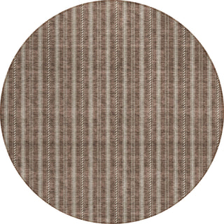 Piper Looms Chantille Stripes ACN929 Brown Machine Washable Area Rug Round Main Image