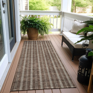 Piper Looms Chantille Stripes ACN929 Brown Machine Washable Area Rug Runner Outdoor Lifestyle Image Feature
