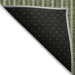 Piper Looms Chantille Stripes ACN929 Olive Machine Washable Area Rug Backing Image